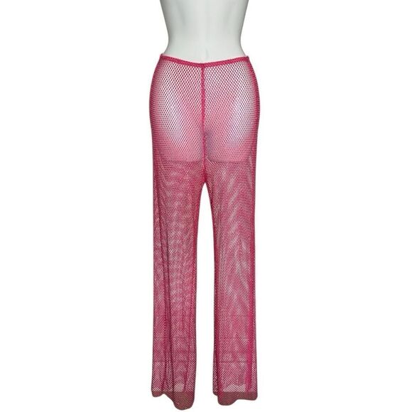 MESHKI Barbie Pink Mesh Pants Size L - Picture 1 of 11